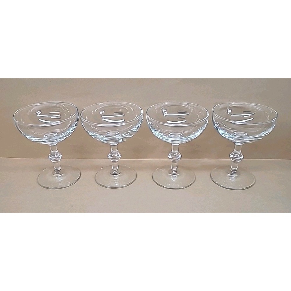 Set of 4 Vtg Libbey Georgian Clear Champagne Sherbet Coupe Glasses 4-3/8"H
